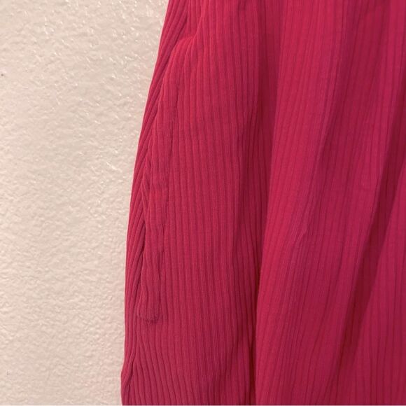 Old Navy hot pink Rib Knit Fit Flare Dress crew neck short sleeve size 10/12 - Picture 6 of 8